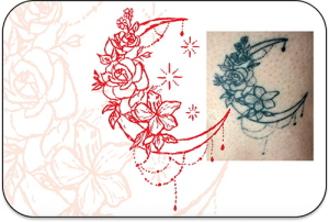 dessin d'un lune avec la représentation tatouage