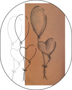 dessin de deux ballon entrelacés avec la représentation tatouage